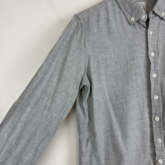 Kirrin Finch Androgynous Button Down Shirt Elbow Patch Gray Womens - 10 - Picture 2 of 10